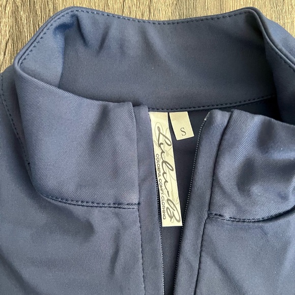 Lulu B UPF 50+ Cooling Sleeveless Mock Neck Zip Tank Top Navy Blue Small NWT - Picture 2 of 12